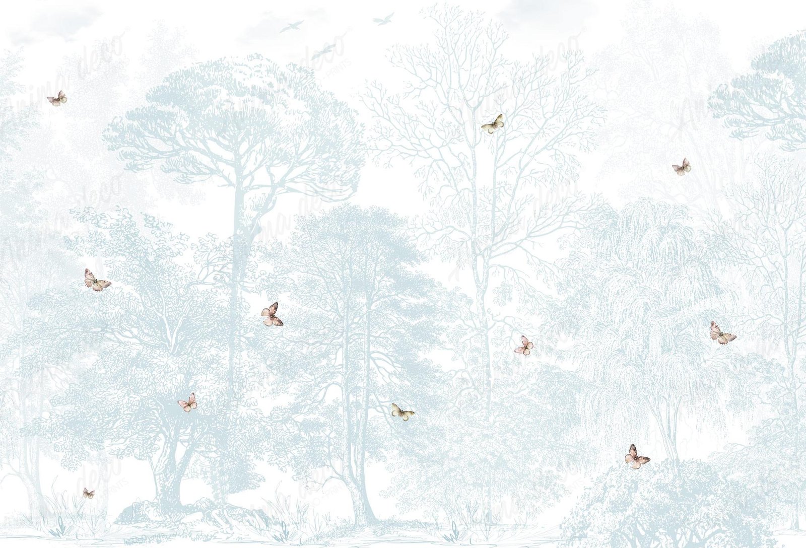Antique trees cyan